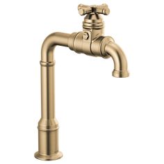 an antique brass faucet on a white background