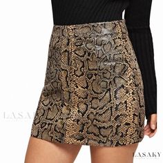 Lasaky - Exquisite Leopard Print Python Skin Midi Skirt with a Sexy and Sophisticated Design Snake Skin Skirt, Harajuku Skirt, Snake Print Skirt, Midi Skirt Pattern, Midi Skirt Outfit, Python Skin, Leopard Print Skirt, Womens Pencil Skirts, Elegant Skirt