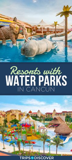 the resort with water parks in cancun, mexico is featured on this postcard