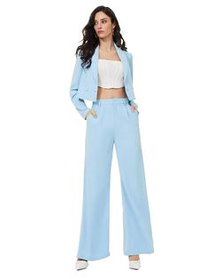 comfortable relaxed fit co-ord blazer and trouser set Semi Formal Dress, Blue And White Dress, Interview Outfit, Party Wear Dresses, Dress Set, Western Dresses