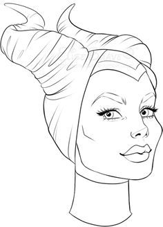 a drawing of a woman's face with her hair in a turban