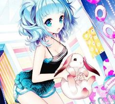 Girl With Blue Hair, Art Kawaii, Anime Pictures, Anime People, I Love Anime, All Anime, Anime Kawaii, Anime Artwork, An Anime