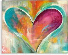 Stupell Industries Abstract Colorful Textural Heart Painting Canvas Wall Art Design By Artist Kami Lerner, 24 x 30, Gallery Wrapped Canvas Heart Artwork, Heart Background, Heart Painting, House Rules, Drip Painting, Lithograph Print, Heart Art, Whimsical Art, Wall Art Designs