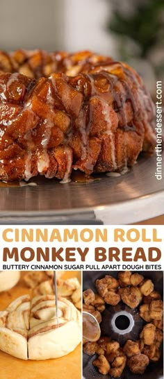 the cinnamon roll monkey bread is ready to be eaten