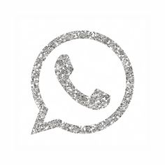 a white phone with silver glitter in the shape of a speech bubble on a white background