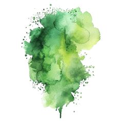 a green watercolor stain on white paper