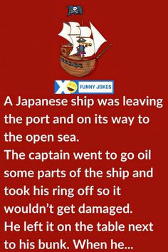 a red poster with an image of a ship and the caption that says japanese ship was leaving the port and on its way to the open sea