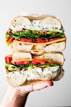 Bagel Sandwich Lunch, Veggie Bagel, Scallion Cream Cheese, Vegan Bagel, Cream Cheese Sandwiches, Homemade Chocolate Bars