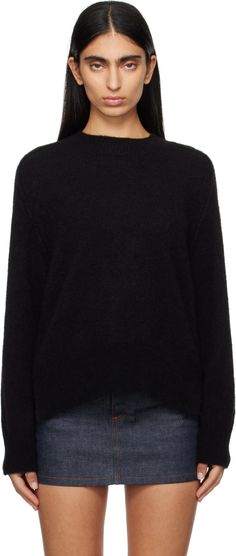 Loose-fit knit alpaca- and recycled nylon-blend sweater. · Rib-knit crewneck, hem, and cuffs · Vented side seams · Exposed seams at saddle shoulders Supplier color: Black Knit Alpaca, Exposed Seams, Knit Crewneck, Alpaca, Saddle, Rib Knit, Apparel Accessories, Loose Fitting, Top Brands