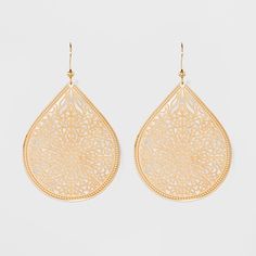 Women's Fashion Earring Filigree - A New Day Gold, Bright Gold Kite Earrings, Metal Drop, Light Earrings, Nickel Free Earrings, Filigree Earrings, Hoop Earring Sets, Heart Drop Earrings, Bright Gold, Stunning Earrings