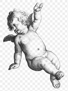 a baby is flying in the air with his arms spread out and legs spread wide