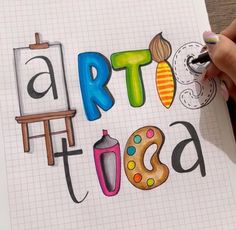 someone is writing the word artio tica on paper