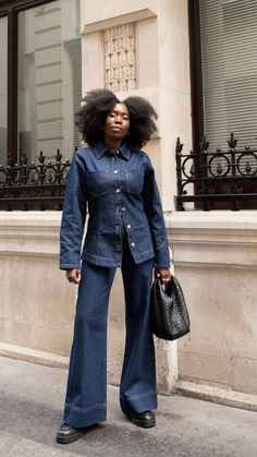 Denim In Denim Outfits, Denim On Denim Winter Outfit, Autumn Outfit Essentials, Denim And Brown Outfit, Denim Co Ord Set, Autumn Capsule Wardrobe Outfits, Jeans Set Outfit, All Denim Outfits For Women, Denim Set Outfit