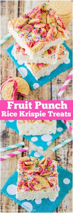 fruit punch rice krispie treats with sprinkles