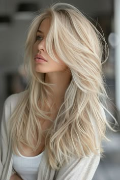 Blonde Lowlights, Platinum Blonde Hair Color, Haircuts For Long Hair With Layers, Gray Hair Highlights, Platinum Blonde Hair, Long Wavy Hair, Haircuts For Long Hair, Long Blonde Hair