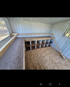 Chicken Litter Tray, Garden Shed To Chicken Coop, Chicken Huts Hen House, Chicken Coop Layout Design, 50 Chicken Coop, Duck Coop Interior Ideas, Small Coop Interior, Shed Coop Ideas, Chicken Coop With Feed Room