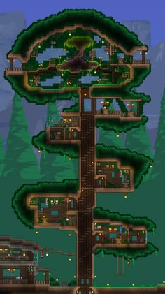 Terraria Tree House, Terraria House Ideas Simple, Simple Cabins, House Plans Interior, Terraria Game, Terrarium Base, Terraria House Ideas, Terraria House Design, Terraria House