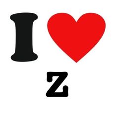 the word i love z is written in black and white with a red heart on it