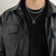 Type: AccessoriesGender: MaleMaterial: SteelNecklace length: 45cm ( 17.7 inches )Extension chain: 5cm( 2.0 inches ) Black Shirt Outfit Men, Male Necklace, Guys Clothing Styles, Metal Fashion, Silver Prices, Chain Necklaces, Steel Necklace, Layered Necklace, Two Piece Sets