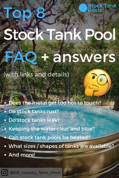 the top 8 stock tank pool faq answers with links and details for each item