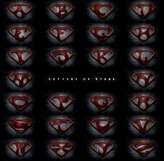 the letters of superman in red and black