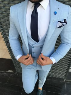 3pcs Suit Men, Stylish Men Wear, Stylish Mens Suits, Blazer Outfits Men, Blue Suit Men, Slim Fit Suit Men, Suits Men Business, Formal Men Outfit, Mens Fashion Blazer