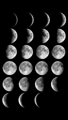 the phases of the moon in black and white