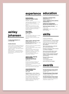 Creative Director Resume Resume Interior Designers, Creative Director Resume Design, Art Director Resume Design, Creative Cv Layout, Graphic Designers Resume, Graphic Resume Design, Graphic Designer Resumes, Creative Resume Design Unique, Art Director Resume