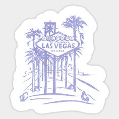 the las vegas sign in front of palm trees