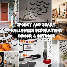 a collage of halloween decorations and decorating