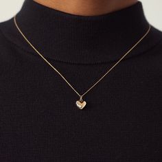 Heart Necklace - Gelin Diamond Gold Heart Pendant Necklace, Simple Chains For Daily Use, Gold Chain With Pendant Simple, Puffed Heart Necklace, Heart Gold Necklace, Red Heart Necklace, Fancy Jewelry Necklace, Gold Heart Pendant, Pretty Jewelry Necklaces