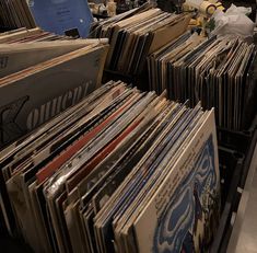 a large amount of records are on display