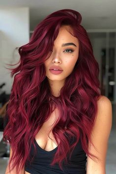 43 Burgundy Hair Ideas That Will Make You Want to Book a Salon Appointment Dark Red Ombre Hair Balayage, Brunette Hair With Color Underneath, Black To Burgundy Hair, Red Hair With Dimension, Hair Color Combos, Burgundy Hair Ideas, Two Tone Hair Color, Girl Hair Styles, Burgundy Balayage