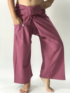 "Unisex Thai fisherman pants. One size fits all. You can wear in many occasions, casual wear, yoga wear, maternity wear, relax at home, travel etc. If you are looking for some pants that you can wear everywhere, comfortable, relax and Easy to wear. Thai fisherman pants is Answer!! Nice gift for yourself or your lover One pocket on the side for storing your items such as wallets, mobile phones, etc Approx. Measurements: One size can fits most and 1 Pockets Measurement Waist 27\" (69 cms) Length 4 Yoga Pants With Pockets For Loungewear, Loungewear Yoga Pants With Pockets, Long Yoga Pants With Pockets For Loungewear, Comfortable Casual Yoga Pants, Versatile Cotton Harem Pants With Pockets, Versatile Straight Leg Yoga Pants With Pockets, Casual Full-length Yoga Pants For Relaxation, Casual Straight Yoga Pants, Casual Full Length Yoga Pants For Relaxation