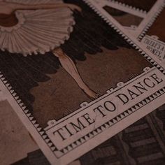 several postage stamps with the words time to dance printed on them, including an image of a woman in a dress