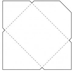 an empty square cut out into two squares with one line going through the center and on top