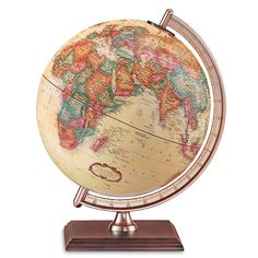 an old world globe on a wooden stand