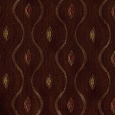 a brown and red fabric with wavy lines on it