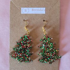 Christmas Tree Earrings Made By Me. Non Smoking Home Holiday Party Earrings With Ear Wire, Green Beaded Earrings For Christmas Party, Holiday Multicolor Earrings As A Gift, Holiday Multicolor Earrings As Gift, Holiday Multicolor Earrings Perfect For Gifts, Multicolor Earrings For Holiday Gifts, Handmade Multicolor Christmas Earrings, Multicolor Christmas Earrings, Multicolor Earrings For Christmas Gift