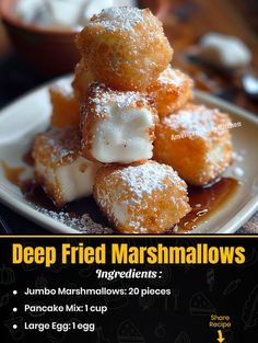 a poster advertising deep fried marshmallows on a plate