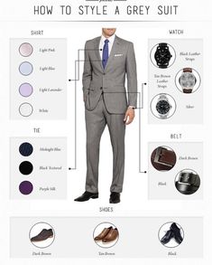 How To Style A Suit, Dressing Sense For Men, Suit With Suspenders, Grey Pants Outfit, Suit Guide, Grey Suit Men, Men's Business Suits, Light Grey Suits