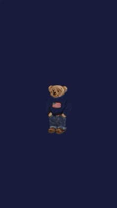 a teddy bear wearing a sweater and jeans