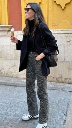 Get inspired with 35+ Fall Outfits You Can’t Get Around on Pinterest This Year! From cute fall outfits to ținută casual looks, these styles are a must-try. Explore overalls outfit ideas and embrace the aesthetic overalls outfit trend. Whether you’re at a pumpkin stand or channeling the VSCO girl aesthetic, these outfits will keep you stylish all season. Find outfit inspo cute enough for any occasion, and don't forget to check out cute pose ideas to capture the perfect shot! Animal Print Work Outfit, Leopard Print Trainers Outfit, Autumn Outfit Essentials, Leopard Fall Outfit, Leopard Print Trousers, Fall Outfit 2024, Leopard Print Jeans Outfit, Animal Print Pants Outfit, Print Jeans Outfit