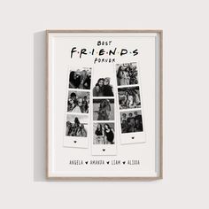 the best friends forever photo collage is displayed in a wooden frame on a wall