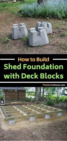 an image of how to build a shed foundation with deck blocks in the yard or garden