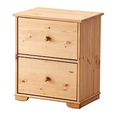 a wooden dresser with two drawers on one side and an open drawer on the other