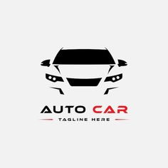 the logo for auto car, which is designed in black and white with red accents