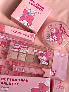 Sanrio X Rom&nd, My Melody Skincare, My Melody Things, Kuromi Eyeshadow, Make Up Korean, Korean Cushion, Eyeshadow Palette Collection, Make Up Pink