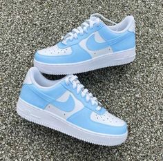 Blue Air Force 1, Air Force Baby, Zapatillas Nike Air Force, Tenis Air Force, Custom Nike Air Force 1, Nike Shoes Women Fashion, Custom Nike Air Force, Pretty Sneakers, White Shoes Men