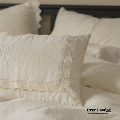 French Linen Cotton Embroidered Floral Bedding Set / White | Best Stylish Bedding | Ever Lasting